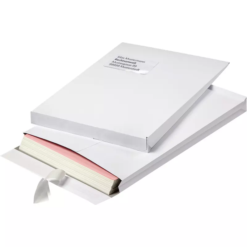 BONG Versandtasche DIN C4 mit Seitenfalte und 40 mm Stehboden, mit Fenster, weiß, Pack: 100 Stück