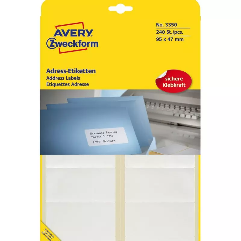 AVERY® Zweckform Adressetiketten 3350, B x H: 95 x 47 mm