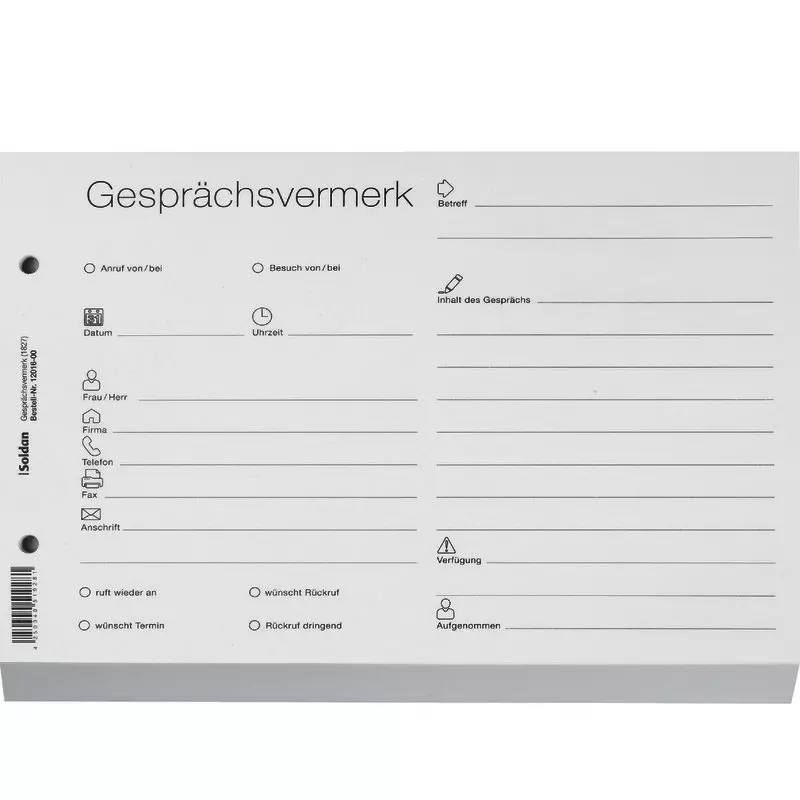 SoldanPlus Gesprächsvermerk BASIC, DIN A5, quer, weiß