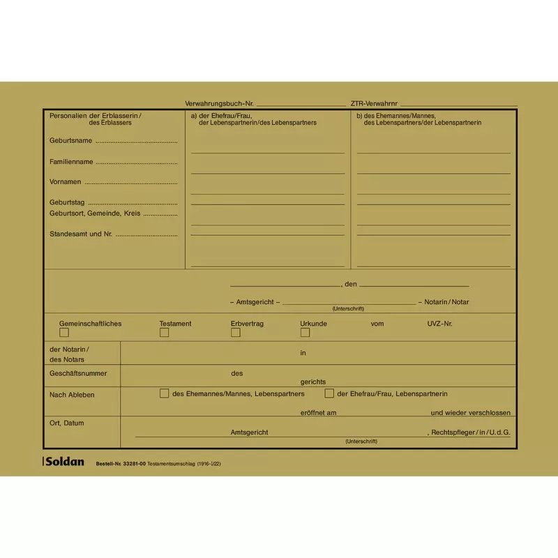 SoldanPlus Testamentsumschlag mit Aufdruck