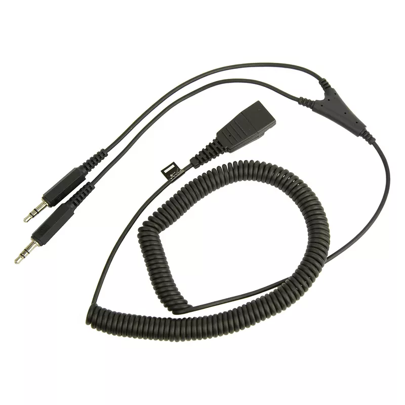 Jabra Anschlusskabel QD auf 2 x 3.5mm KLinke spiral