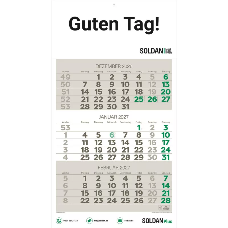 SoldanPlus Drei-Monats-Wandkalender 2027