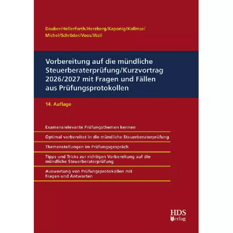 Vorbereitung auf die mündliche Steuerberaterprüfung/Kurzvortrag 2026/2027