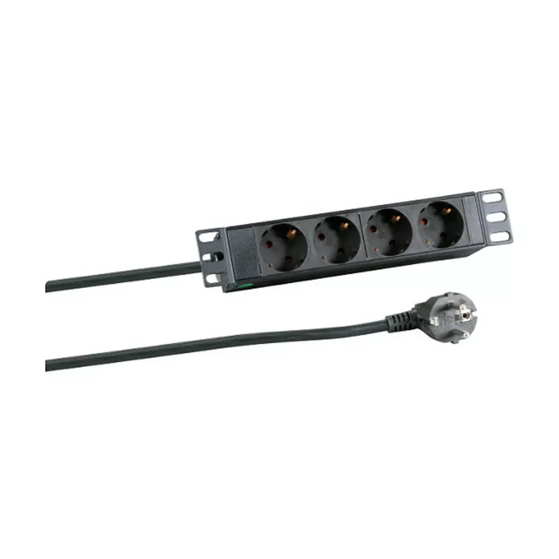 10 1HE Steckdosenleiste 4xCEE 7/3 ohne Schalter,Alu,sw