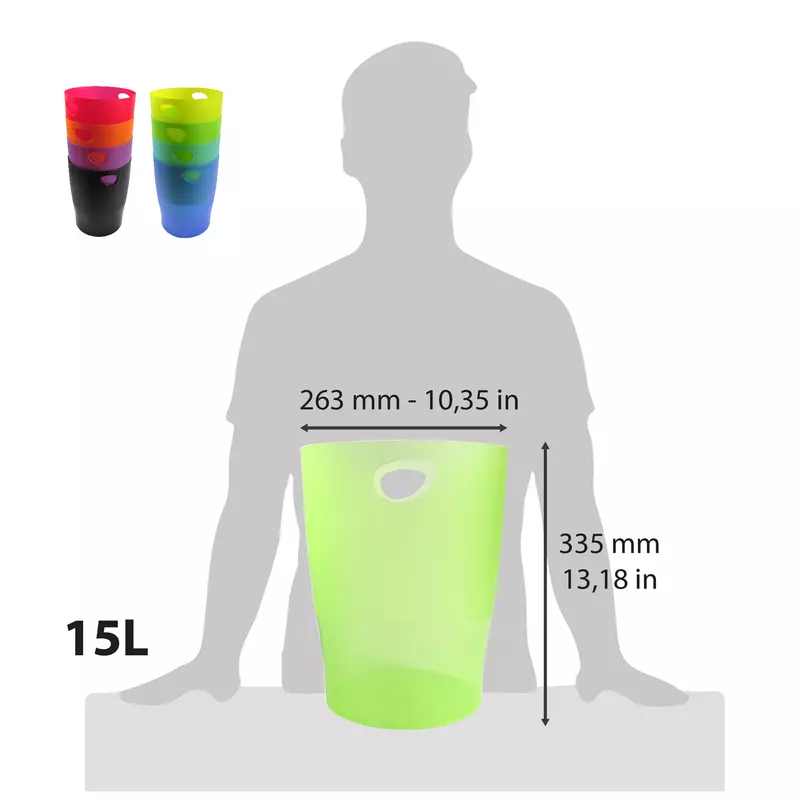 Papierkorb Ecobin, 15 Liter, Linicolor - Farben sortiert