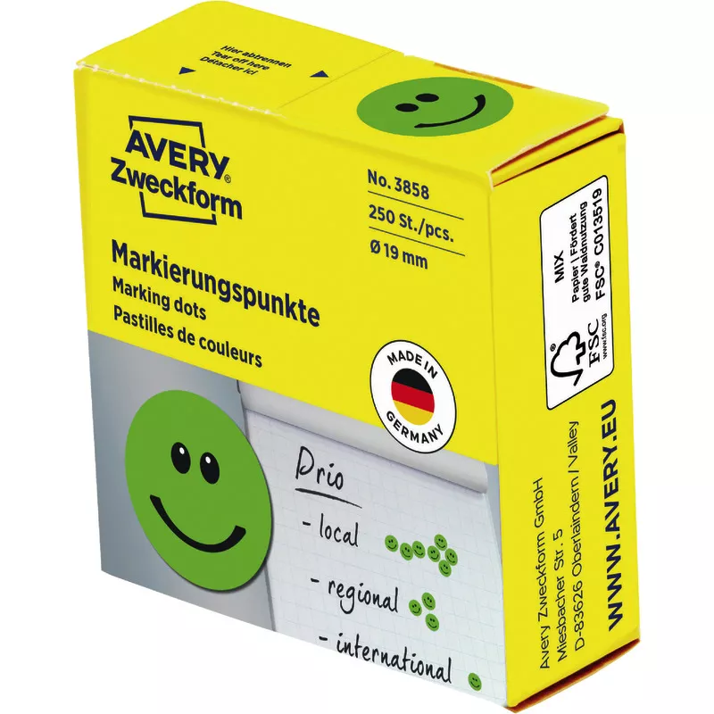 AVERY® Zweckform 3858 Bewertungspunkte, Ø 19 mm, 1 Rolle/250 Etiketten, grün