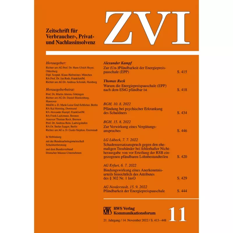 ZVI – Zeitschrift für Verbraucher-, Privat- und Nachlassinsolvenz - Probeabonnement