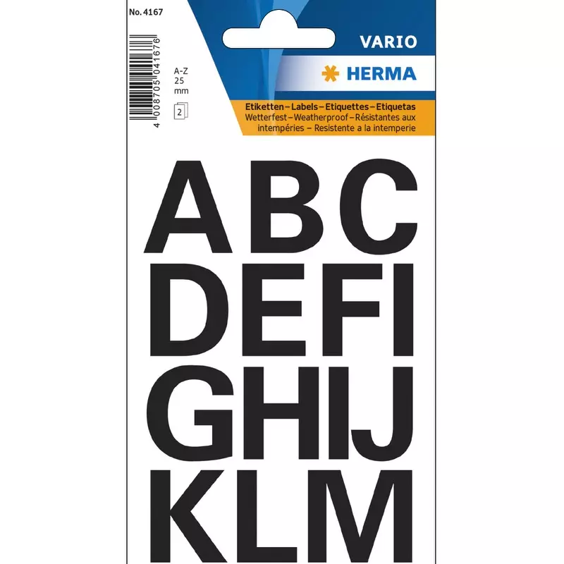 HERMA Buchstaben 25 mm A-Z wetterfest Folie 2 Blatt