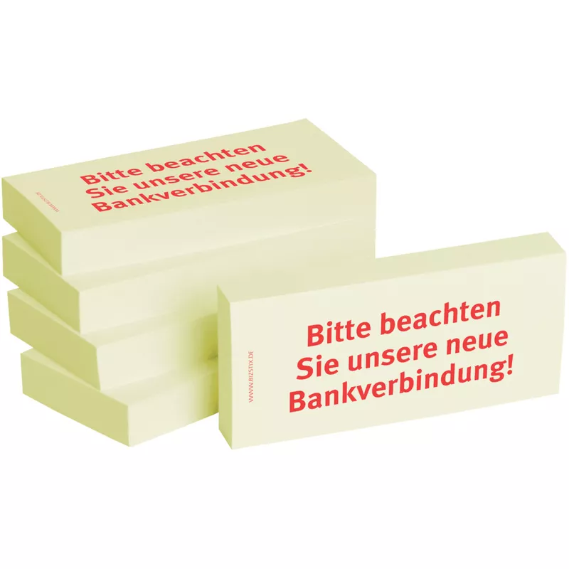 Haftnotiz Bankverbindung, 75x35mm, 5x100 Blatt BIZSTIX 1301010140