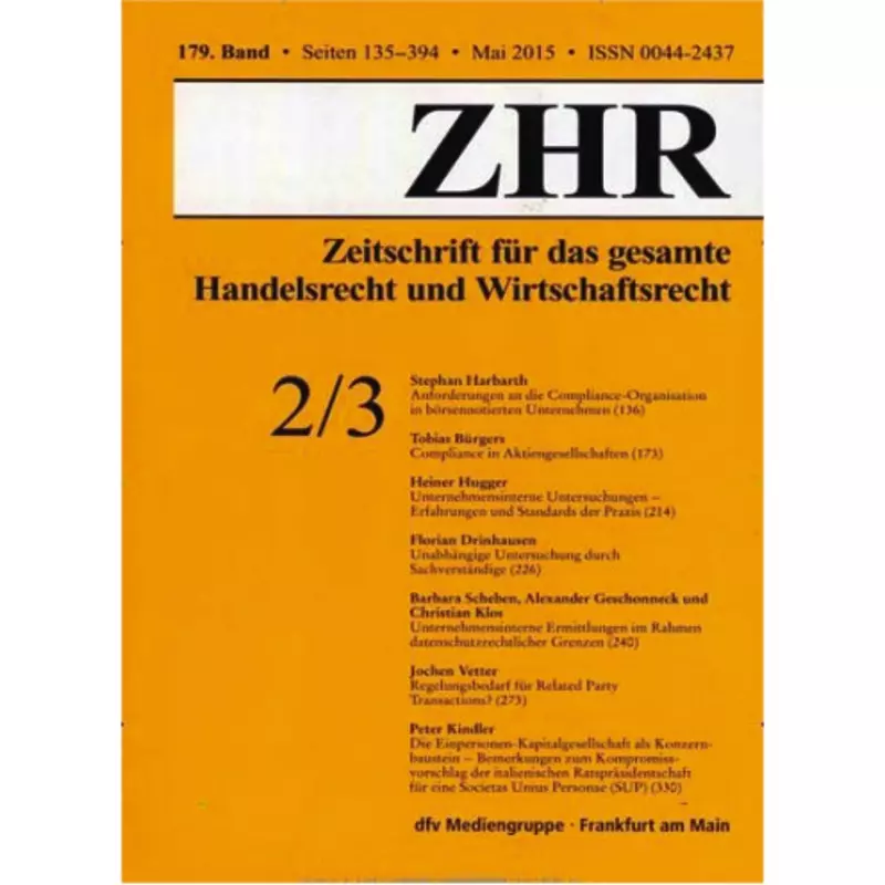 ZHR  -  Zeitschrift für das gesamte Handelsrecht und Wirtschaftsrecht  - Abonnement