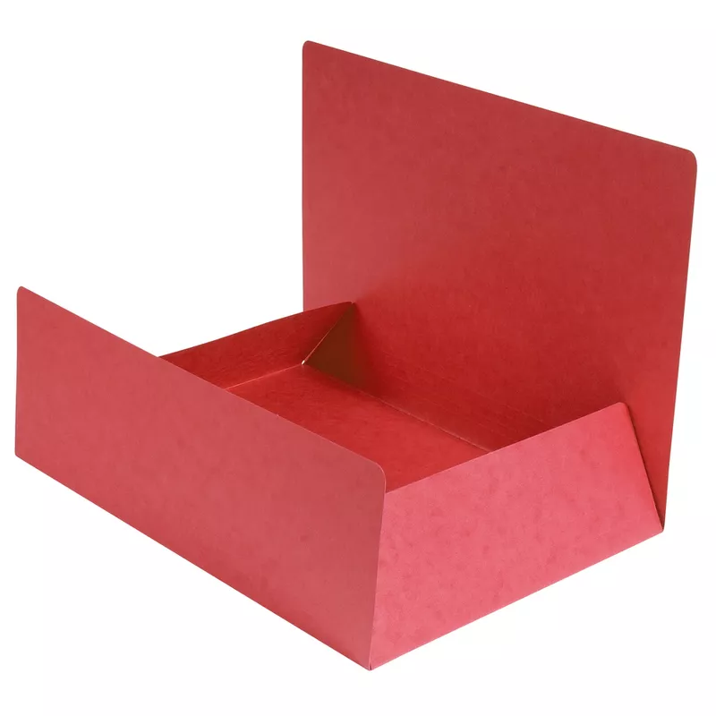Aktenmappen mit 3 Klappen ohne Gummizug, Colorspan-Karton 390g, 24x32cm für DIN A4 - Rot