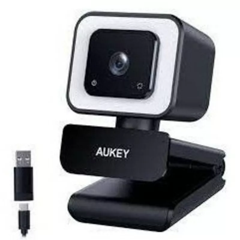 Aukey PC-LM6 Stream Series with Ring Light Full HD Webcam with 1/3-CMOS Sensor black