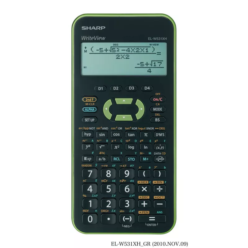 Schulrechner 4-zeilig grün   Solar+Batt SHARP ELW531XH-GR