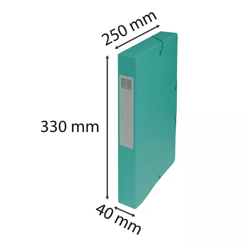 Archivbox aus Colorspan-Karton 600g, Rückenbreite 40mm mit Etikett, 25x33cm für DIN A4 - Grün
