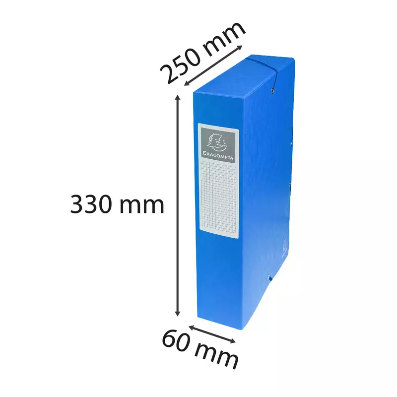 Archivbox aus Colorspan-Karton 600g, Rückenbreite 60mm mit Etikett, 25x33cm für DIN A4 - Blau
