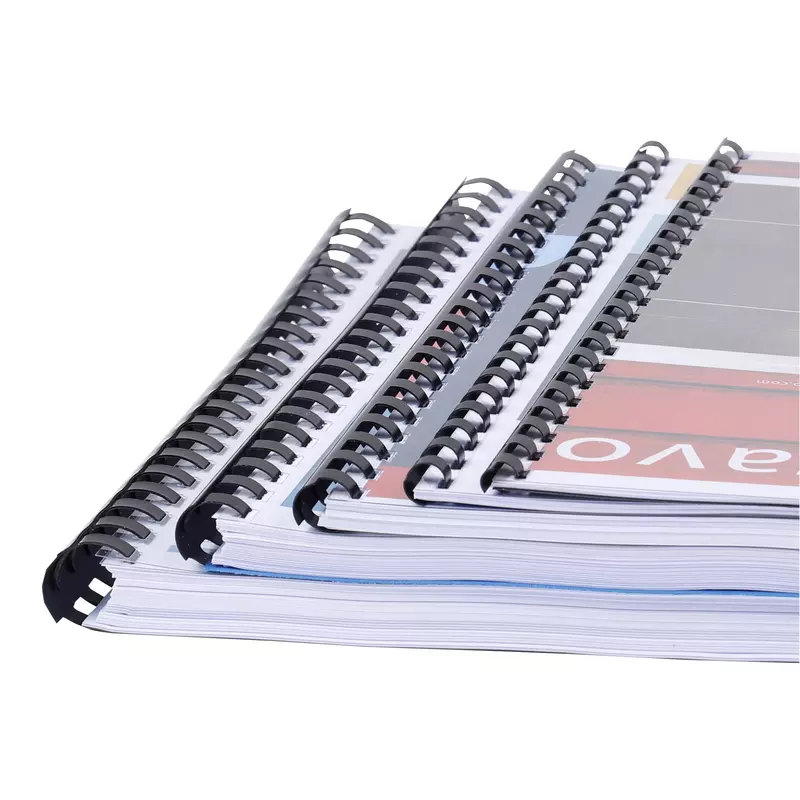 Schachtel mit 100 Spiralen 10 mm aus PVC für die Bindung, für DIN A4 - Schwarz