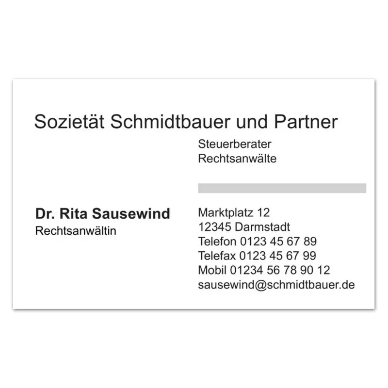Visitenkarten, 1-farbig bedruckt, Design 02
