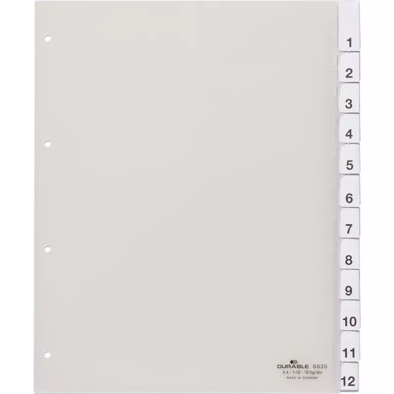 Durable Register 230/245x297mm 12teilig tr