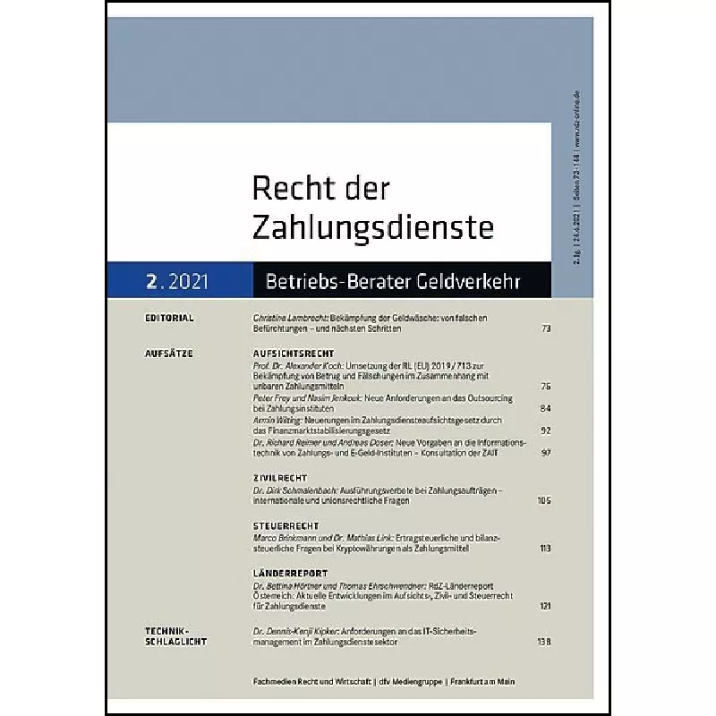 RDZ - Recht der Zahlungsdienste - Abonnement