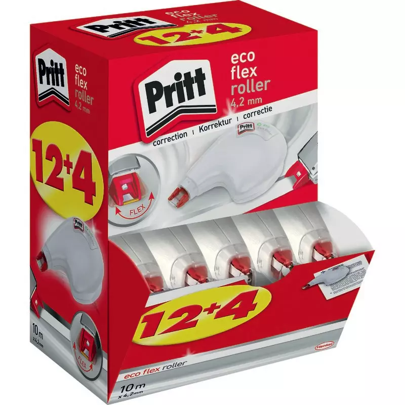 12 + 4 GRATIS! 16 Pritt Korrekturroller ECO Flex, Bandmaße: 4,2 mm x 10 m