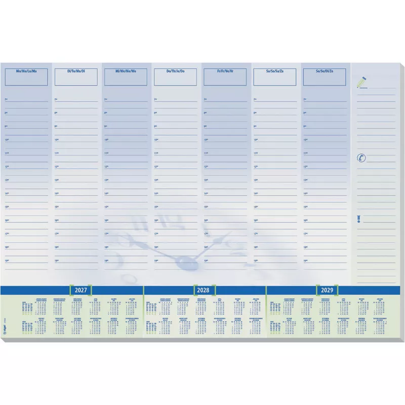 Sigel Schreibunterlage H7350 Papier, TIME, 30 Blatt, mit 3-Jahres-Kalender 2027/2028/2029, 595 x 410 mmm