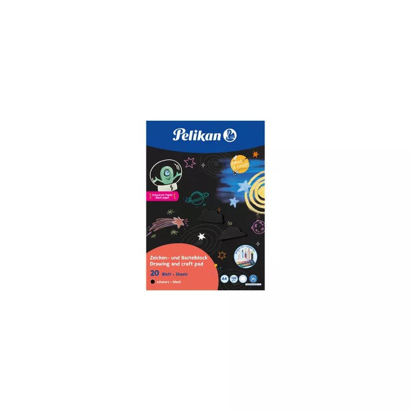 Zeichenblock, A4, 120g/m², 20 Blatt, schwarz PELIKAN 300002239