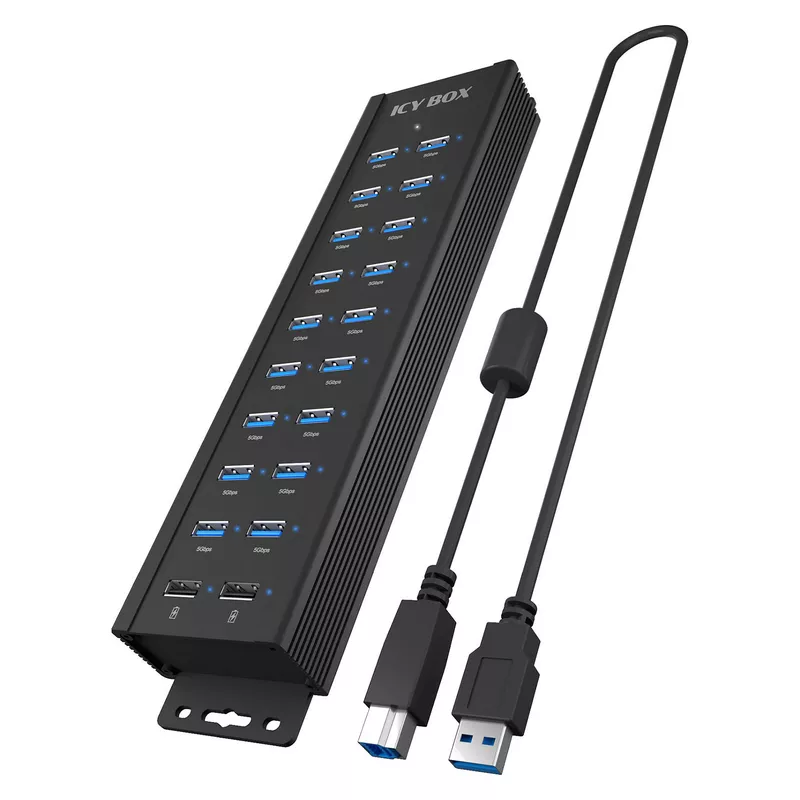 18+2 Port USB IcyBox 18x USB-A Daten Port