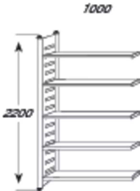 Regalfeld M2, 5 Böden, B x H x T: 1.000 x 2.200 x 400 mm