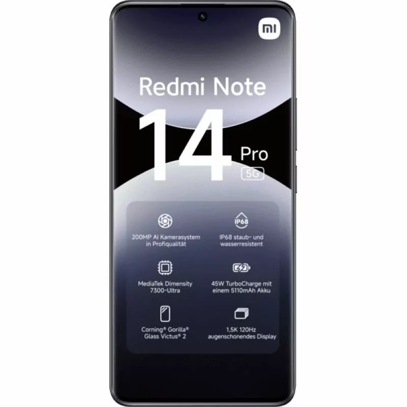 Xiaomi Redmi Note 14 Pro 5G - schwarz - 5G Smartphone - 256 GB - GSM