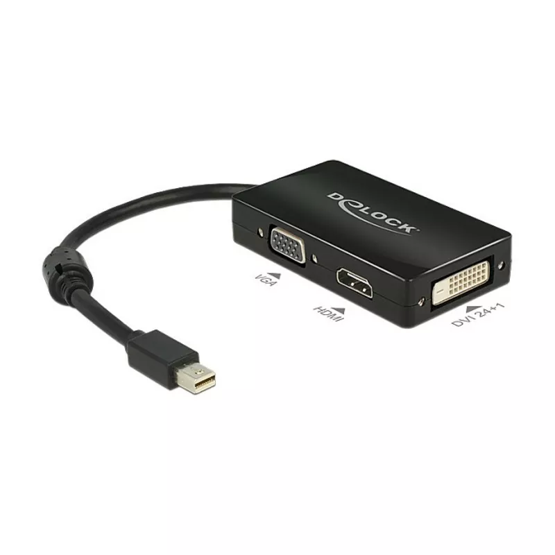Adapter mini DisplayPort 1.2 Stecker zu VGA / HDMI / DVI Buchse Passiv schwarz