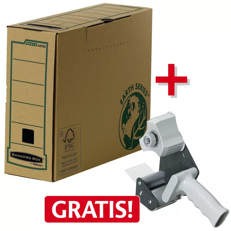 20 BANKERS BOX Earth Archiv-Ablageboxen, breit + Packbandabroller GRATIS