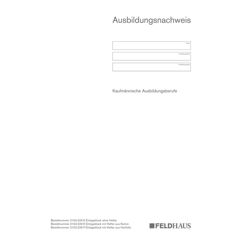 Ausbildungs-Nachweis Einlageblock+Kartonhefter