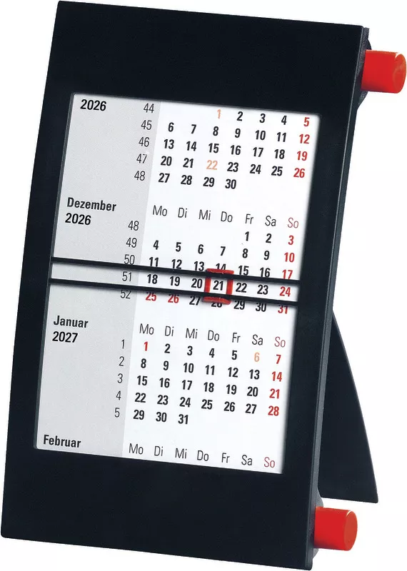 SoldanPlus Drei-Monats-Tischkalender mit Drehmechanik, schwarz, 2027 / 2028