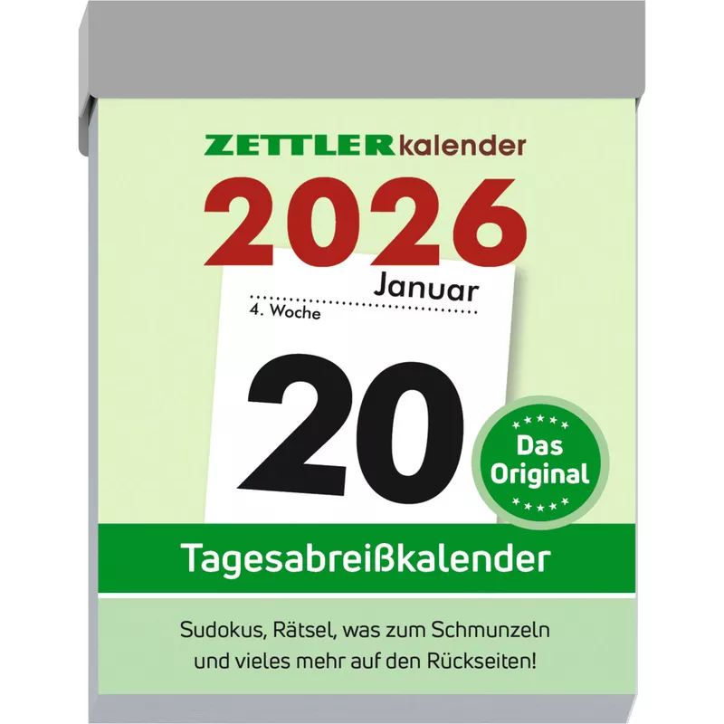 Tagesabreißkalender 2026, 5,4 x 7,2 cm, 1T/1S ZETTLER 660055