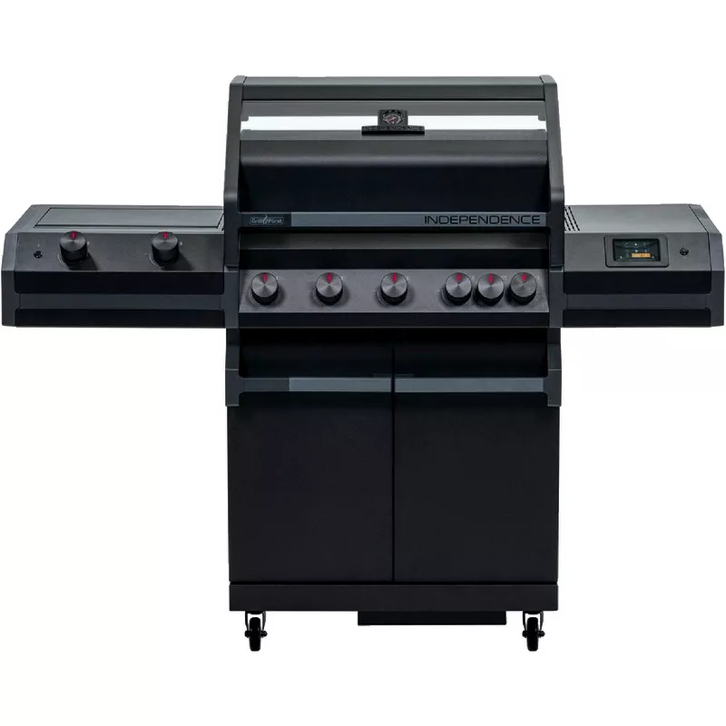 Grillfürst Independence P530G Smart Grill - mit WLAN-Modul, XXL Infrarotbrenner, Heckbrenner und Gusseisenrosten, Set incl. Abdeckhaube und Grillzange