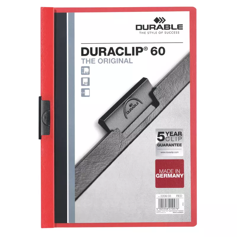 Durable Klemmmappe DURACLIP 60 DIN A4 Hartfolie rt