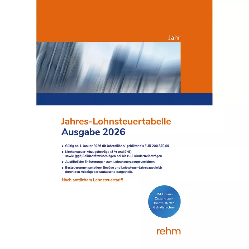 Jahres-Lohnsteuertabelle 2026