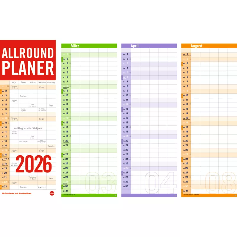 Allround-Familienplaner Vertical 2026, 24,5 x 69 cm HEYE 22177