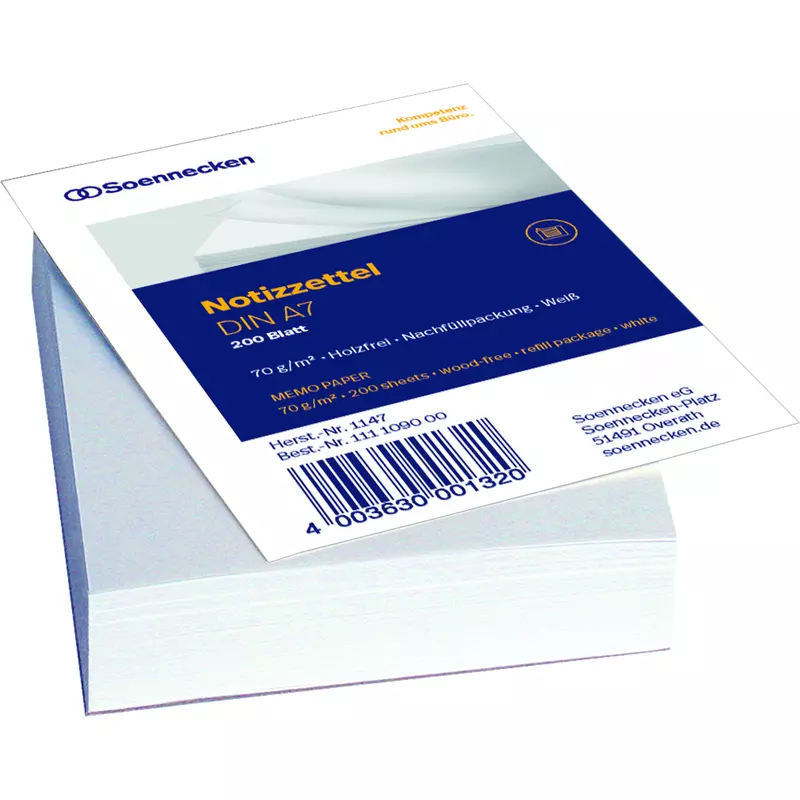 Soennecken Zettelboxeinlage DIN A7 blanko 200 Bl.