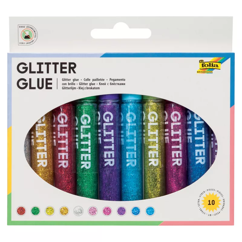 Glitterglue, 10 Stück, metallic sortiert FOLIA 574