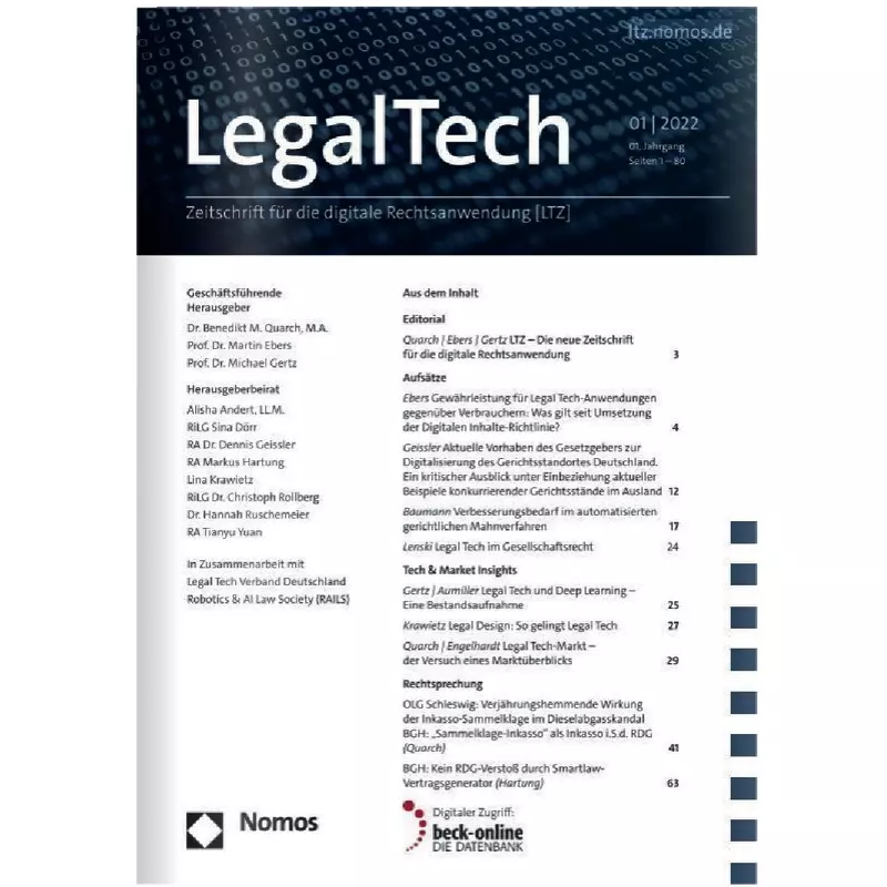 Legal Tech – Zeitschrift für die digitale Rechtsanwendung (LTZ) - Abonnement