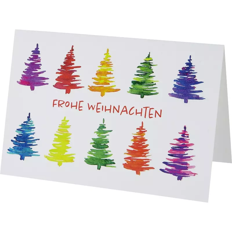 SoldanPlus Weihnachtskarte Aquarellbäume, individuell bedruckt, inkl. Kuvert
