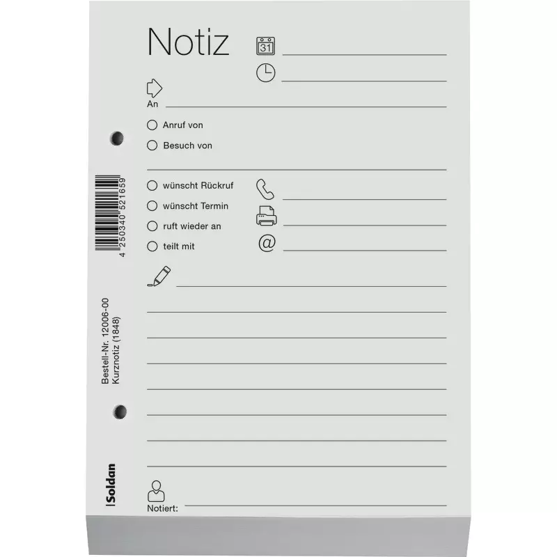 SoldanPlus Kurznotiz BASIC, DIN A 6 hoch, weiß