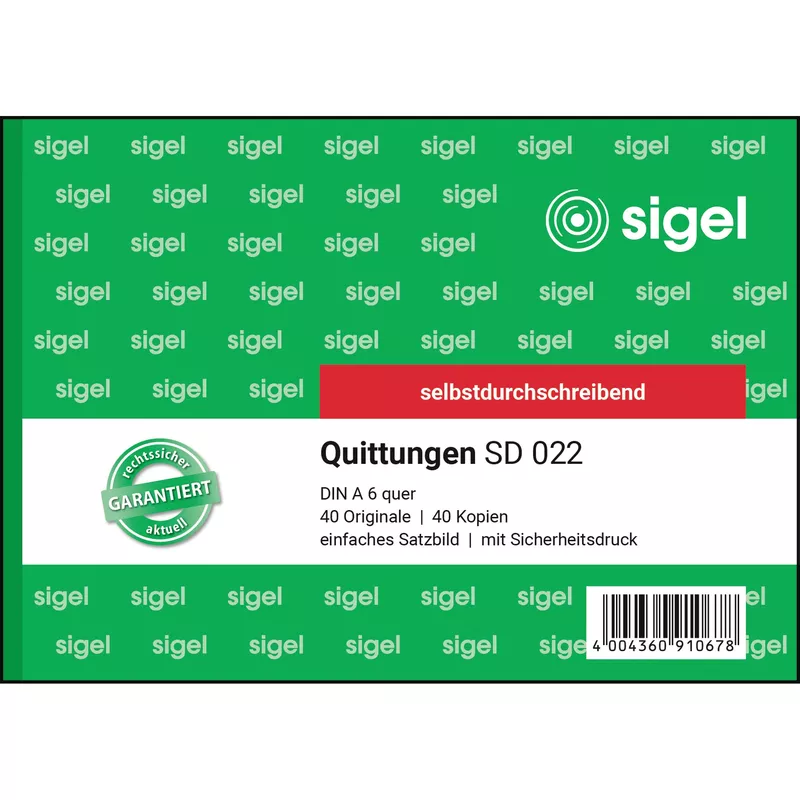 Sigel Quittung DIN A6 quer selbstdurchschreibend 2x40l.