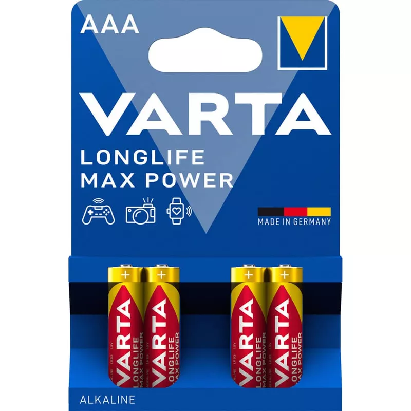 Batterie Alkali-Mangan Longlife Max Power, LR6/AA/Mignon, 4 Stück VARTA 04706101404