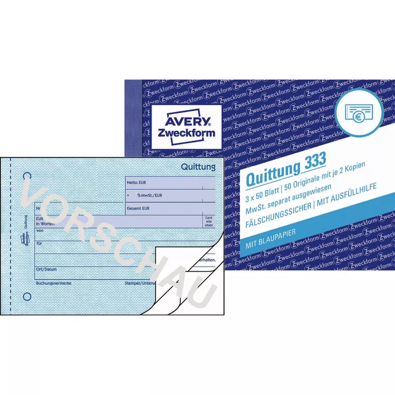 AVERY® Zweckform Quittung zzgl. MwSt. Nr. 333