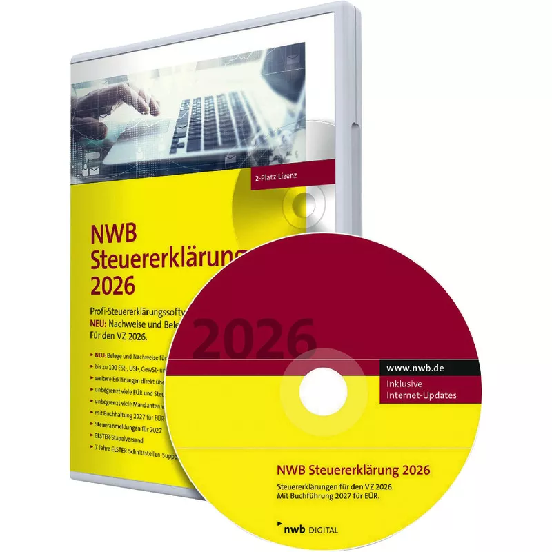 NWB Steuererklärung 2026 CD-ROM - 2-Platz-Lizenz