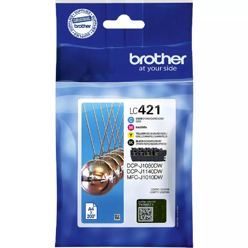 Brother Tintenpatrone LC421VAL, Multipack schwarz/cyan/magenta/gelb, für ca. 200 Seiten