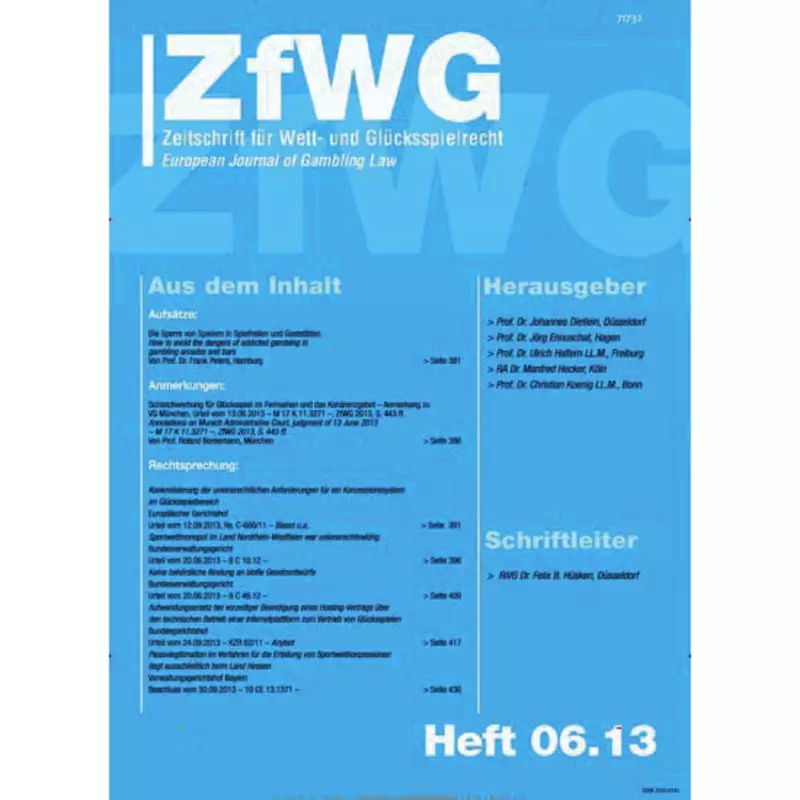 beck-online Zeitschriftenmodul ZfWG - Zeitschrift für Wett- und Glücksspielrecht - Vorzugspreis