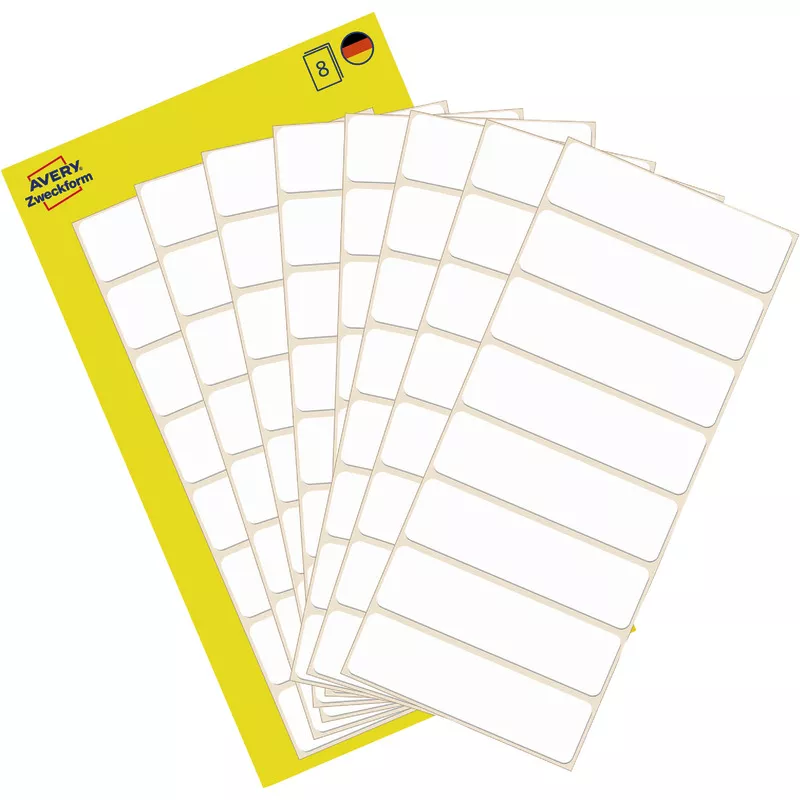 AVERY® Zweckform Universal-Etiketten 3086, 50 x 14 mm, 8 Bogen/64 Etiketten, weiß